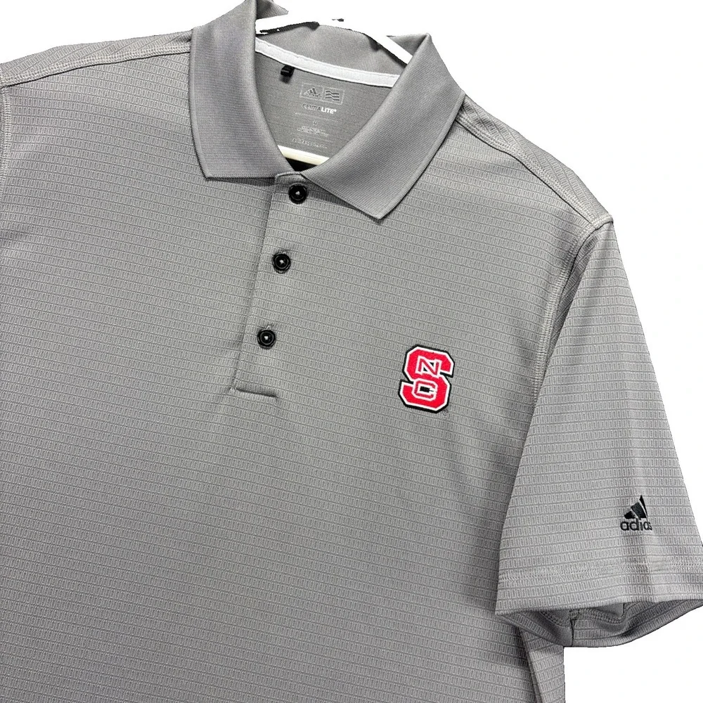 Adidas North Carolina State Performance Golf Polo Mens M Climalite Grey Textured